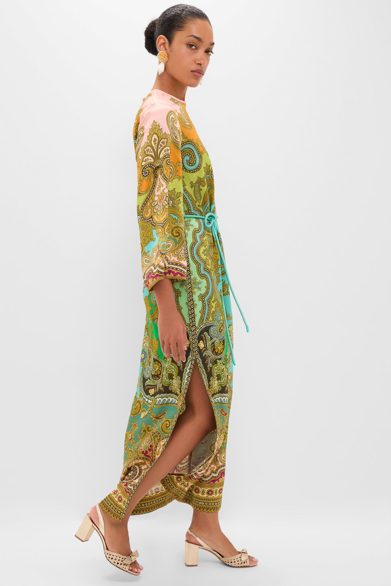 Multi Clemenza Silk Midi Dress