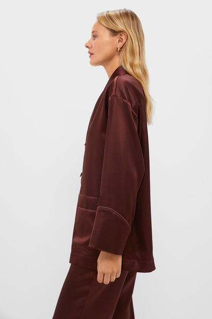 Chocolate Satin Smoking Jacket