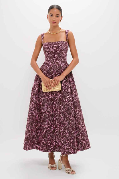 Mulberry Jacquard Sylvie Midi Dress