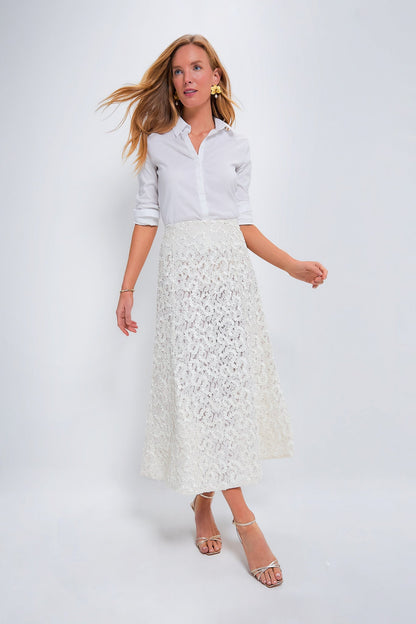 Vintage White Embroidered Skirt
