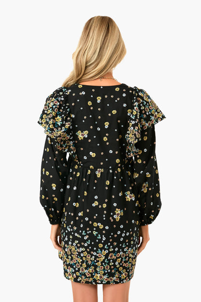 Black Multi Floral Field of Dreams Mini Dress