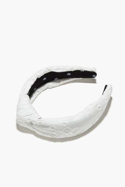White Eyelet Knotted Headband