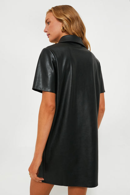 Black Leather Violetta Shirt Dress