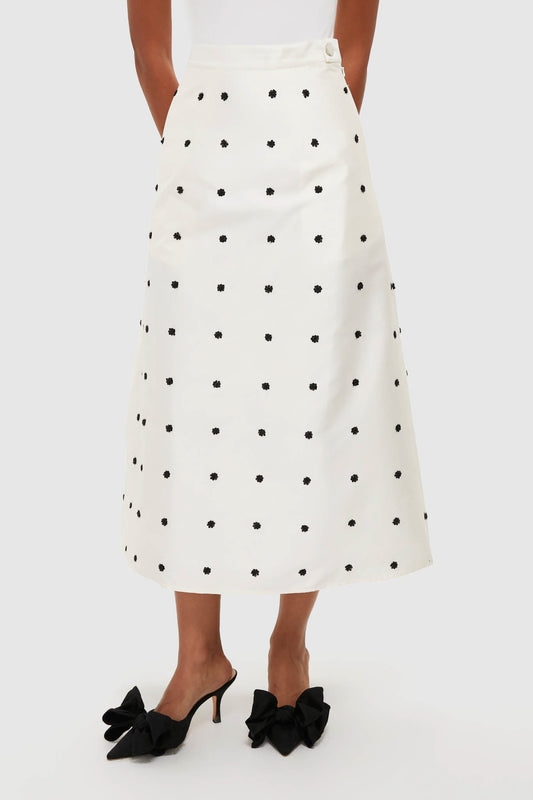 Ivory Polka Dot Daphne Midi Skirt