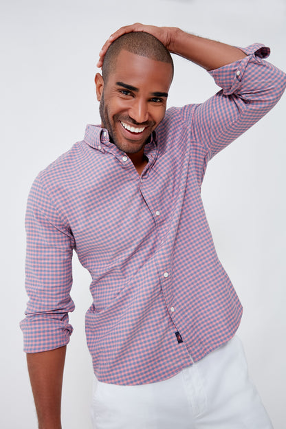 Blue Rose Gingham Stretch Oxford Shirt