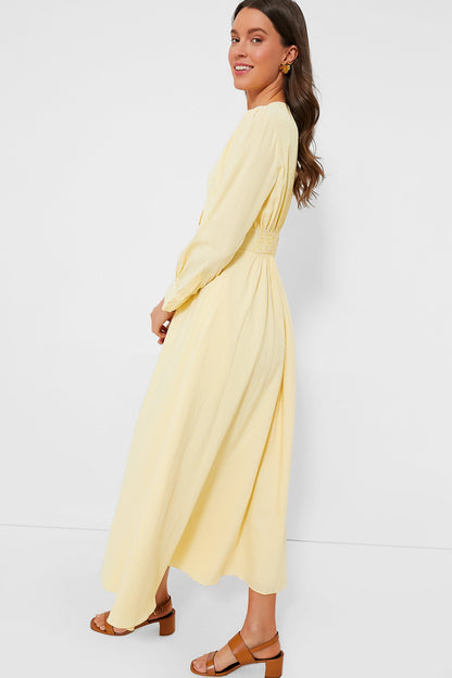 Lemon Seersucker Stripe Mila Dress