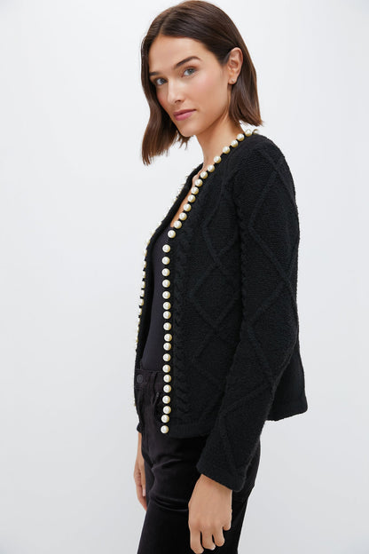 Black Pearl Trim Piper Cardigan
