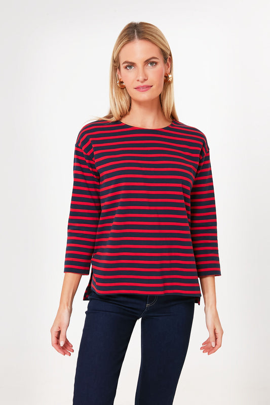 Red and Navy Stripe Becs Tee