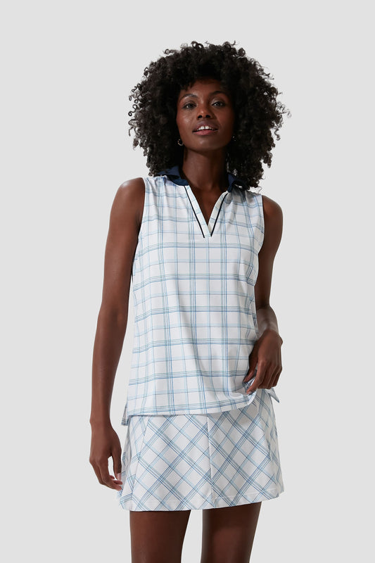 Provincial Plaid Sleeveless Caroline Polo