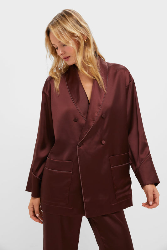 Chocolate Satin Smoking Jacket