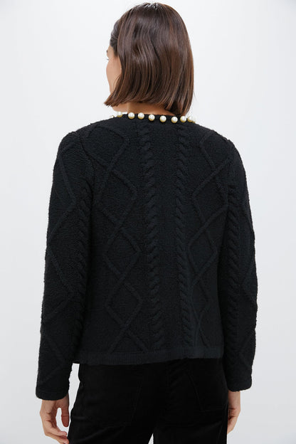 Black Pearl Trim Piper Cardigan