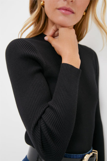 Black Alden Ribbed Crewneck