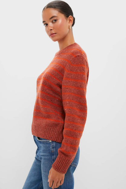 Burnt Orange Stripe Claydon Knitted Jumper