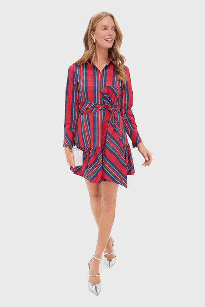Balsam Plaid Tie Waist Shirt Dress