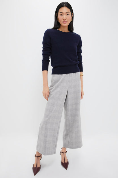 Gray Plaid Cropped Flare Carlton Pants