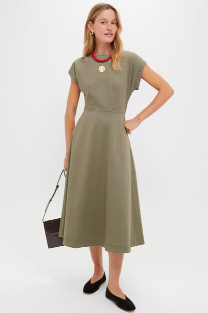 Burnt Olive Chino Solen Midi Dress