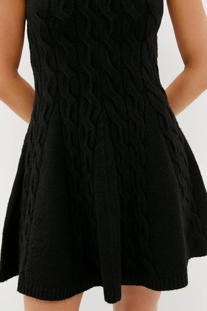 Black Cable Knit Mini Saxon Dress