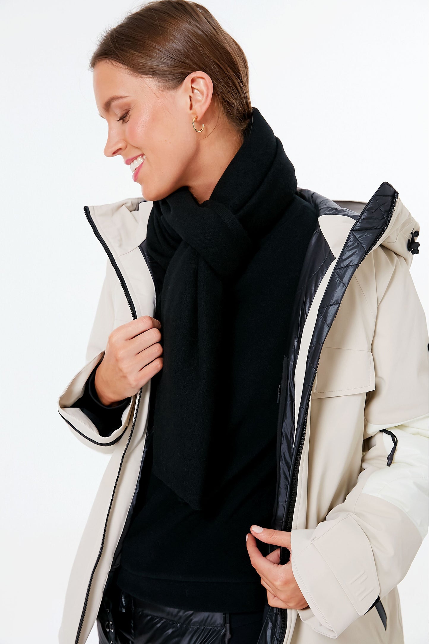 Black Boiled Cashmere Clean Edge Knit Scarf