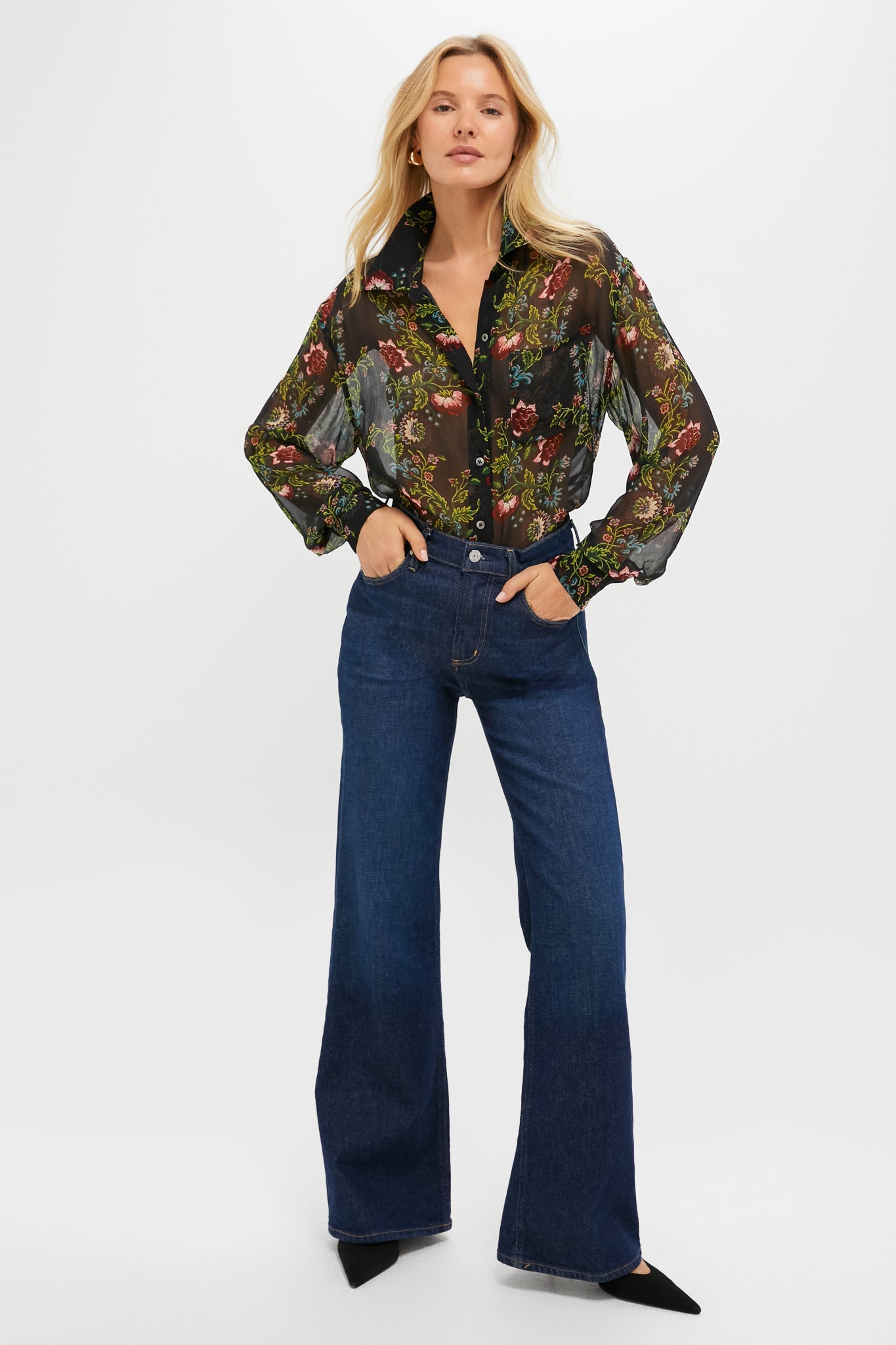 Midnight Moonflower Sheer Alysse Blouse