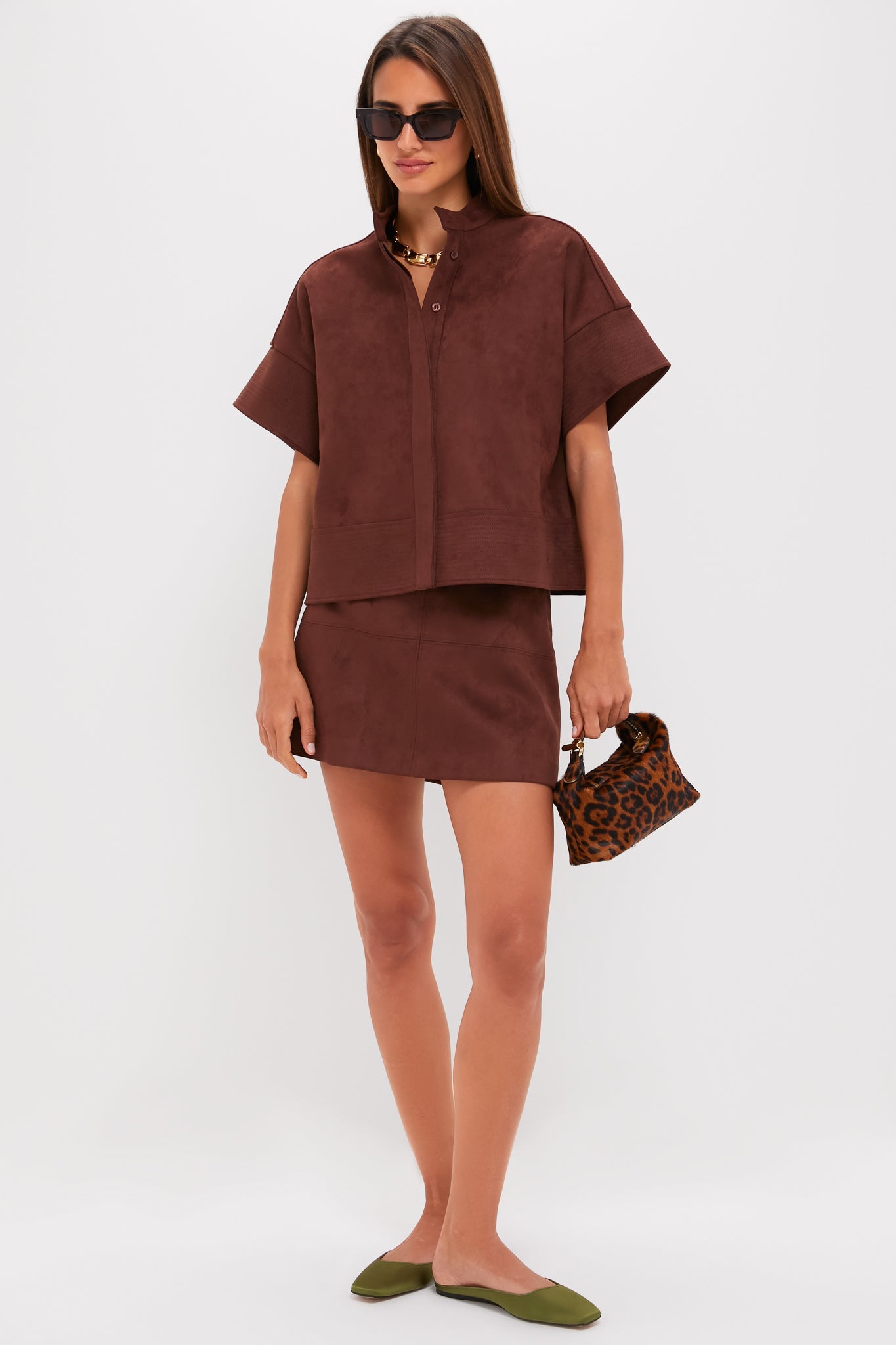 Ganache Vegan Suede Trapunto Stitch Sofia Shirt