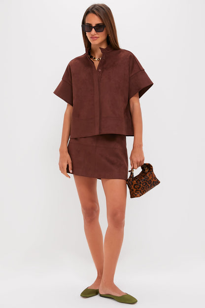 Ganache Vegan Suede Trapunto Stitch Sofia Shirt