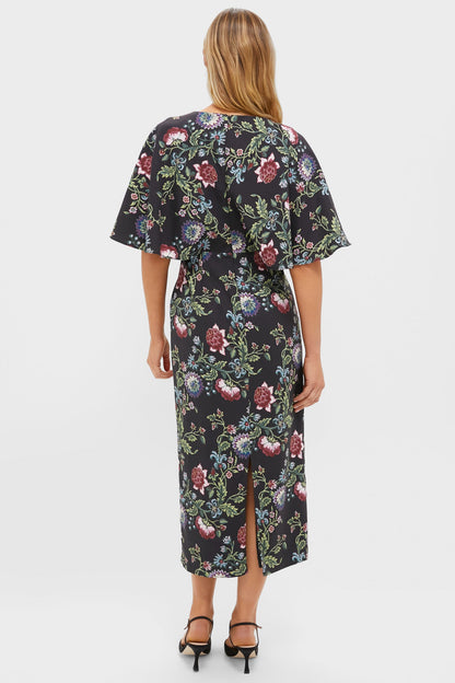 Midnight Moonflower Cape Leah Dress