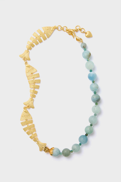 Aquamarine and Gold Malta Necklace