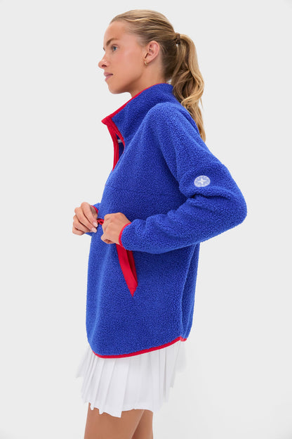 Blue and Red Fleece Cady Quarter Zip
