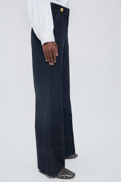 Dark Denim Wide Leg Palladian Pant