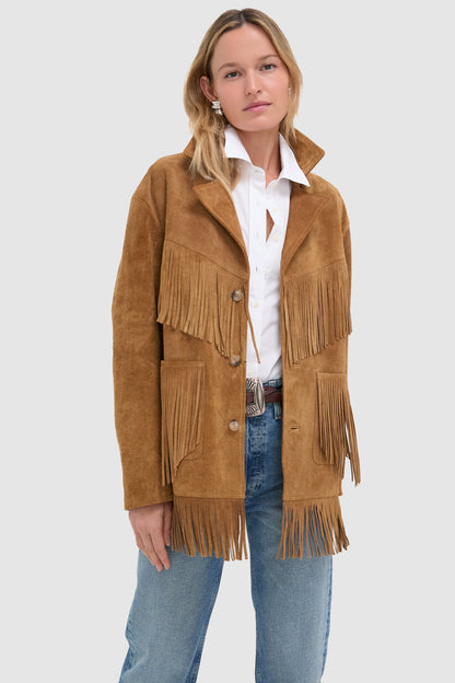 Maple Nappa Cow Roughout Leather Skin Coat