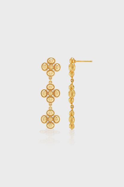 Berry Clover Linear Earrings - Gold