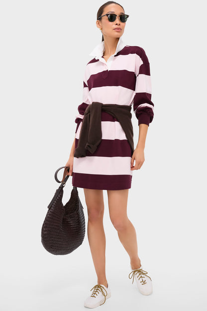 Pink and Winetasting Stripe Travis Rugby Dress