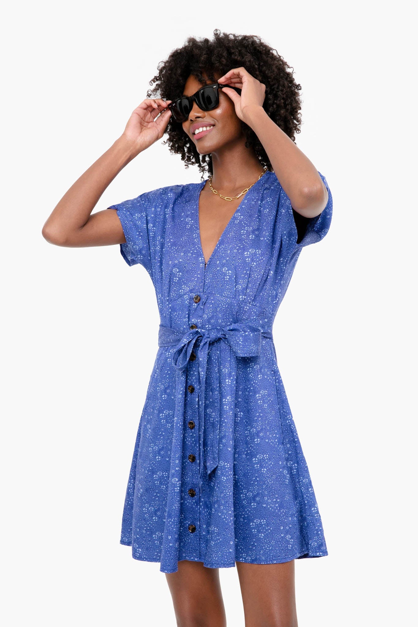 Navy Ditsy Floral Camila Mini Dress