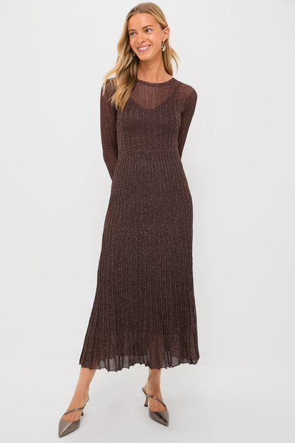 Exclusive Brown Long Sleeve Maxi Dress