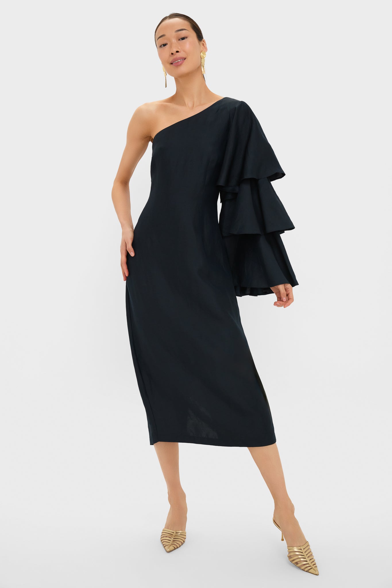 Black Bidi Bidi Bom Bom Tea Length Dress