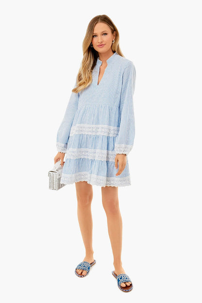 Blue Seersucker Charlotte Dress