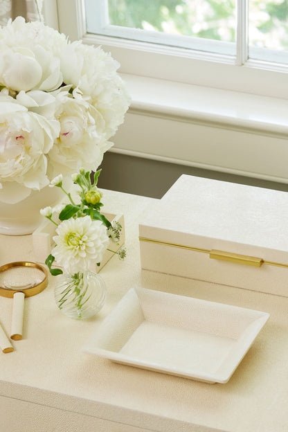 Small Cream Shagreen Vanity Tray