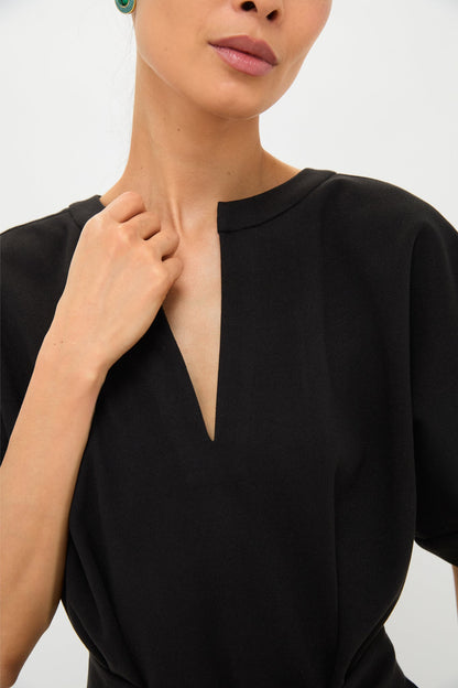 Black Double Face Flannel Gianna Dress