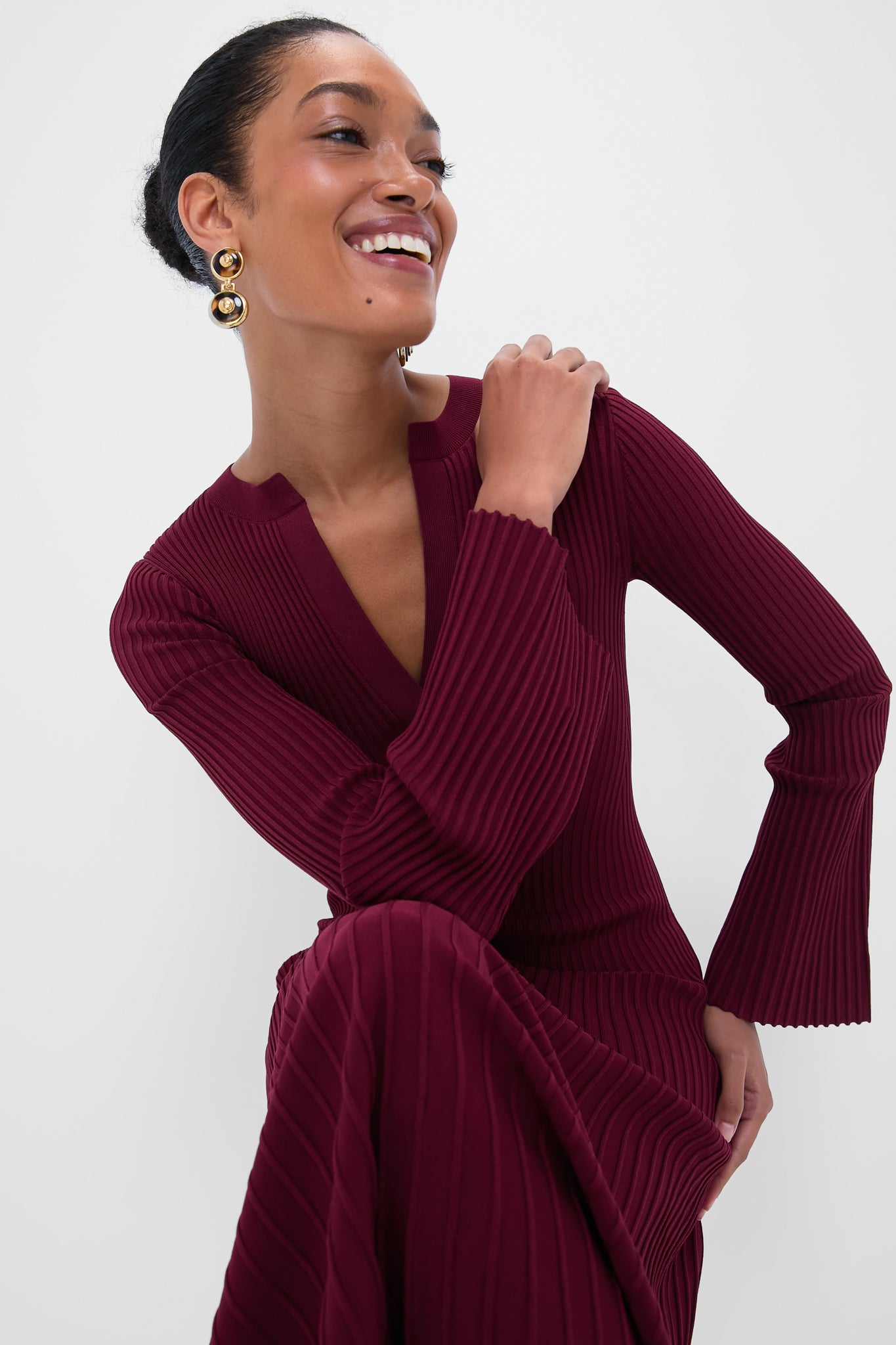 Cranberry Genna Long Sleeve Midi Dress