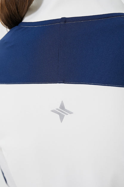 White and Navy Carver Quarter Zip Tee