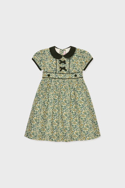 Bottle Green Floral Portia Girl Dress