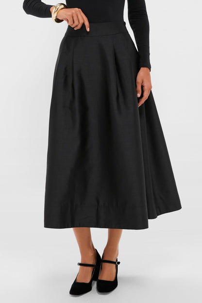 Black Dupioni Kendall Skirt