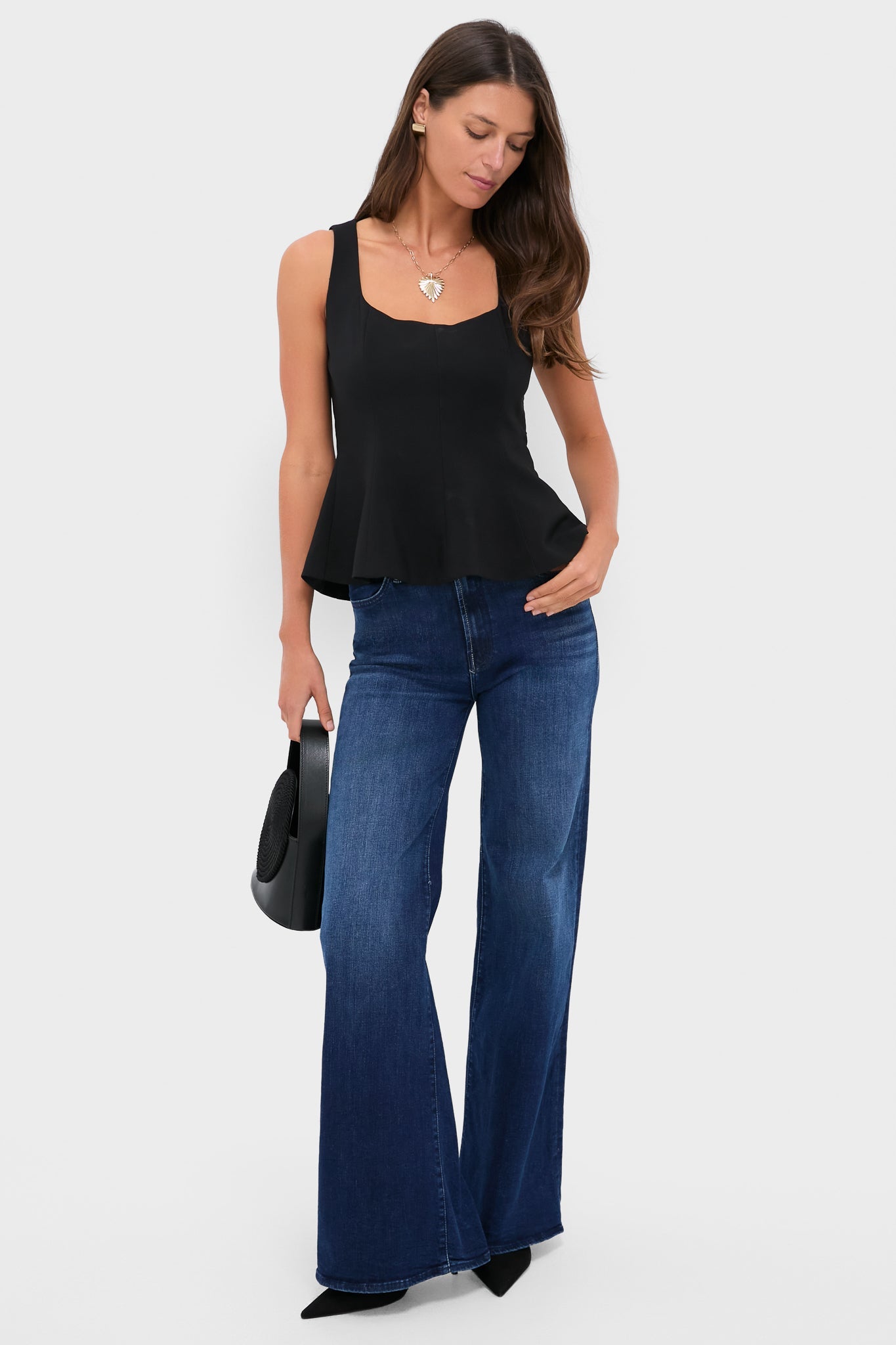 Black Sleeveless Decker Peplum Top