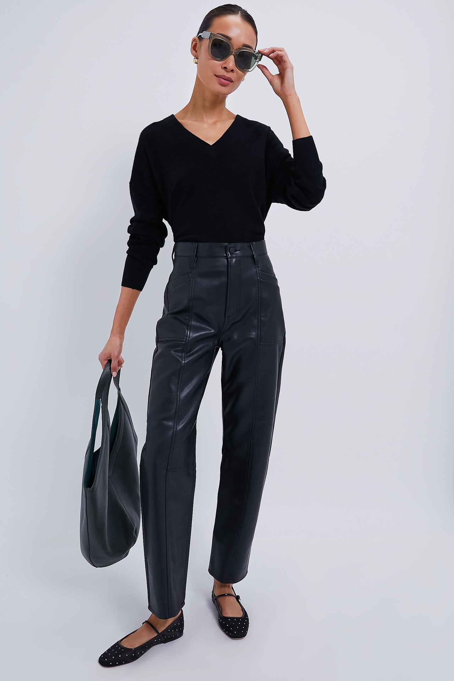 Black Emma Cashmere Boyfriend Crewneck