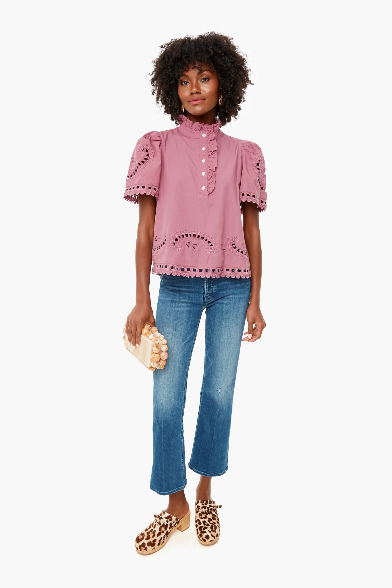 Orchid Santos Eyelet Short Sleeve Top