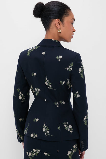 Midnight Blue Fitted Single Breasted Blazer