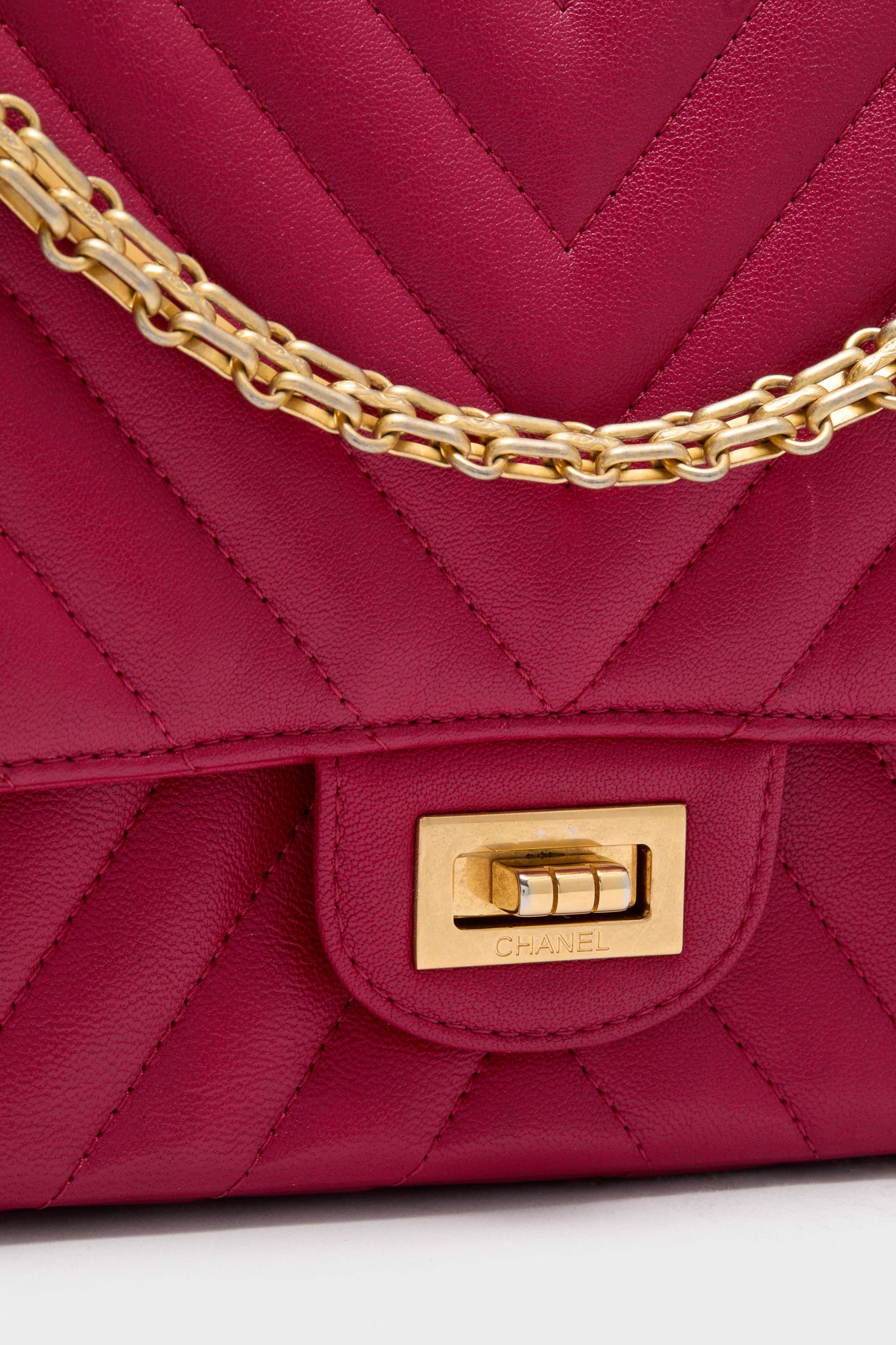 CHANEL Red Reissue 2.55 Flap Bag Calf Leather