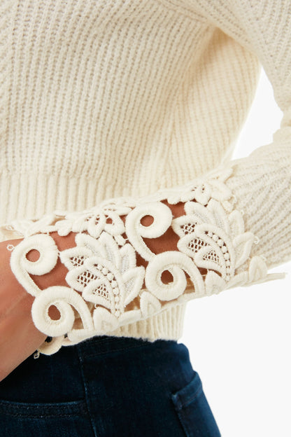Ivory Zandra Longsleeve Knit with Lace