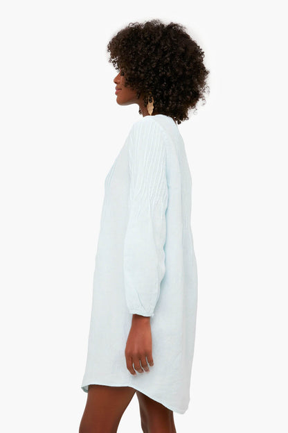 Crystal Blue Linen Button Front Coverup