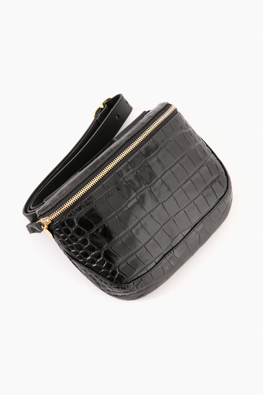 Black Croco Fanny Pack